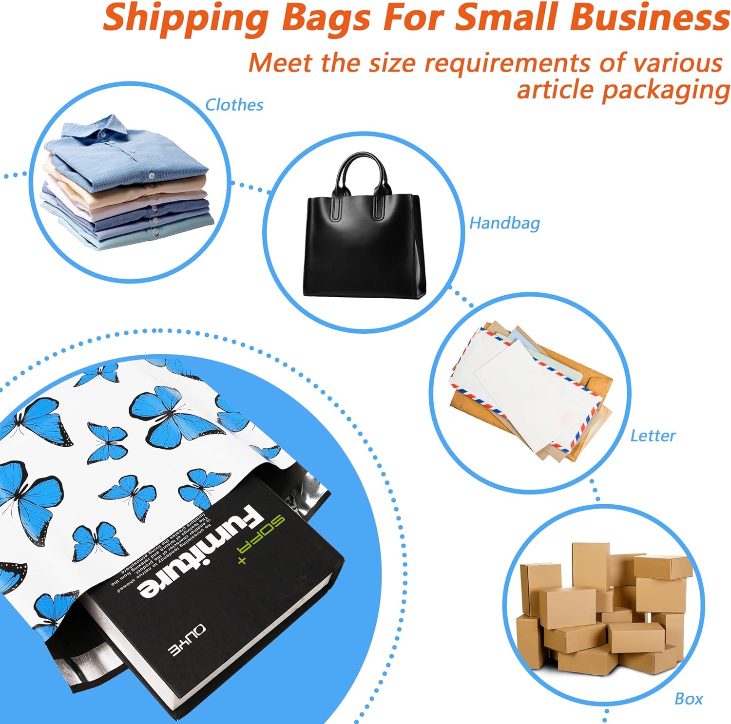 Details of Blue Butterfly Poly Mailers