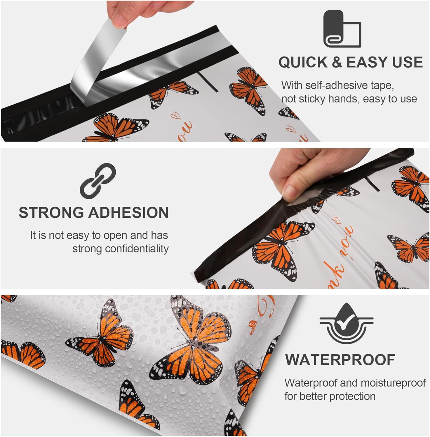 Details of Butterfly Poly Mailers