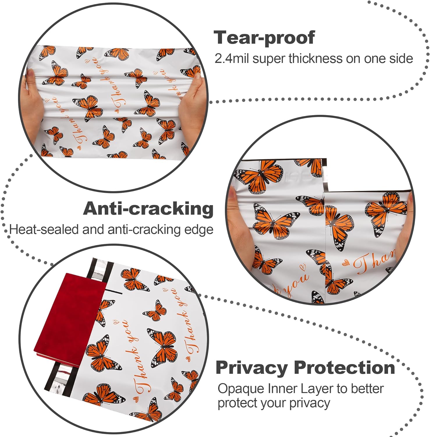 Details of Butterfly Poly Mailers