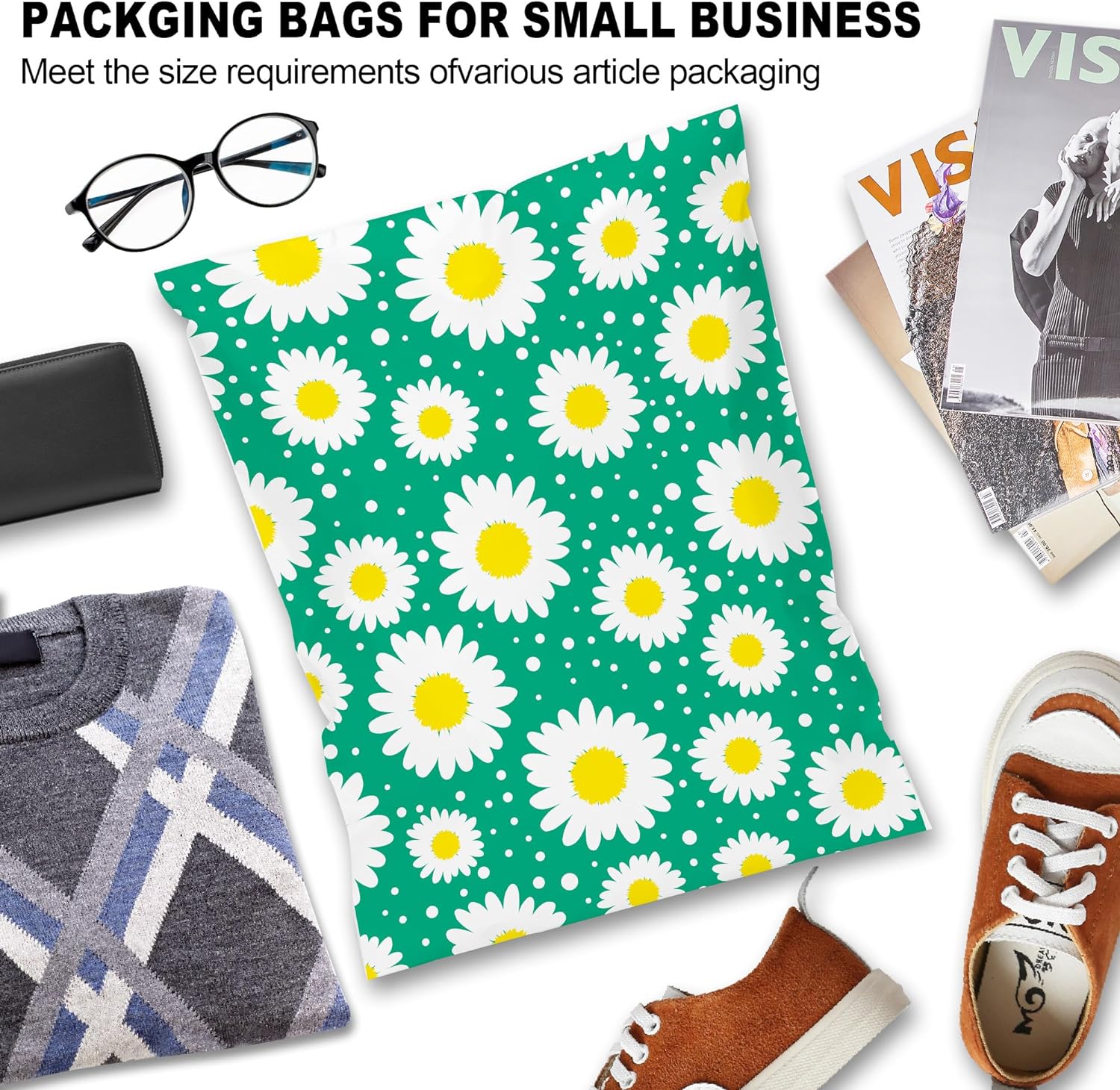 Details of Green Daisy Poly Mailers