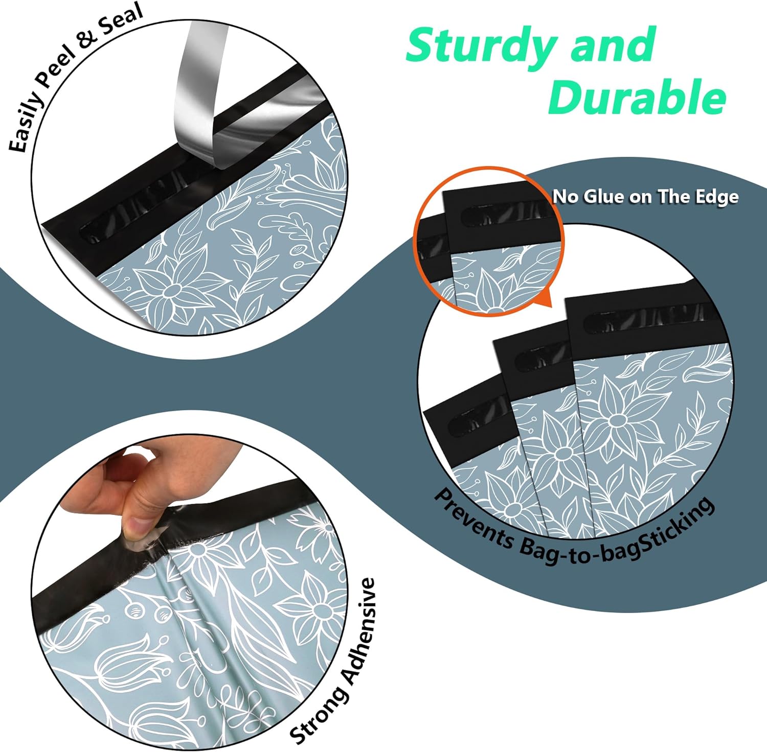 Details of Silver flower Poly Mailers