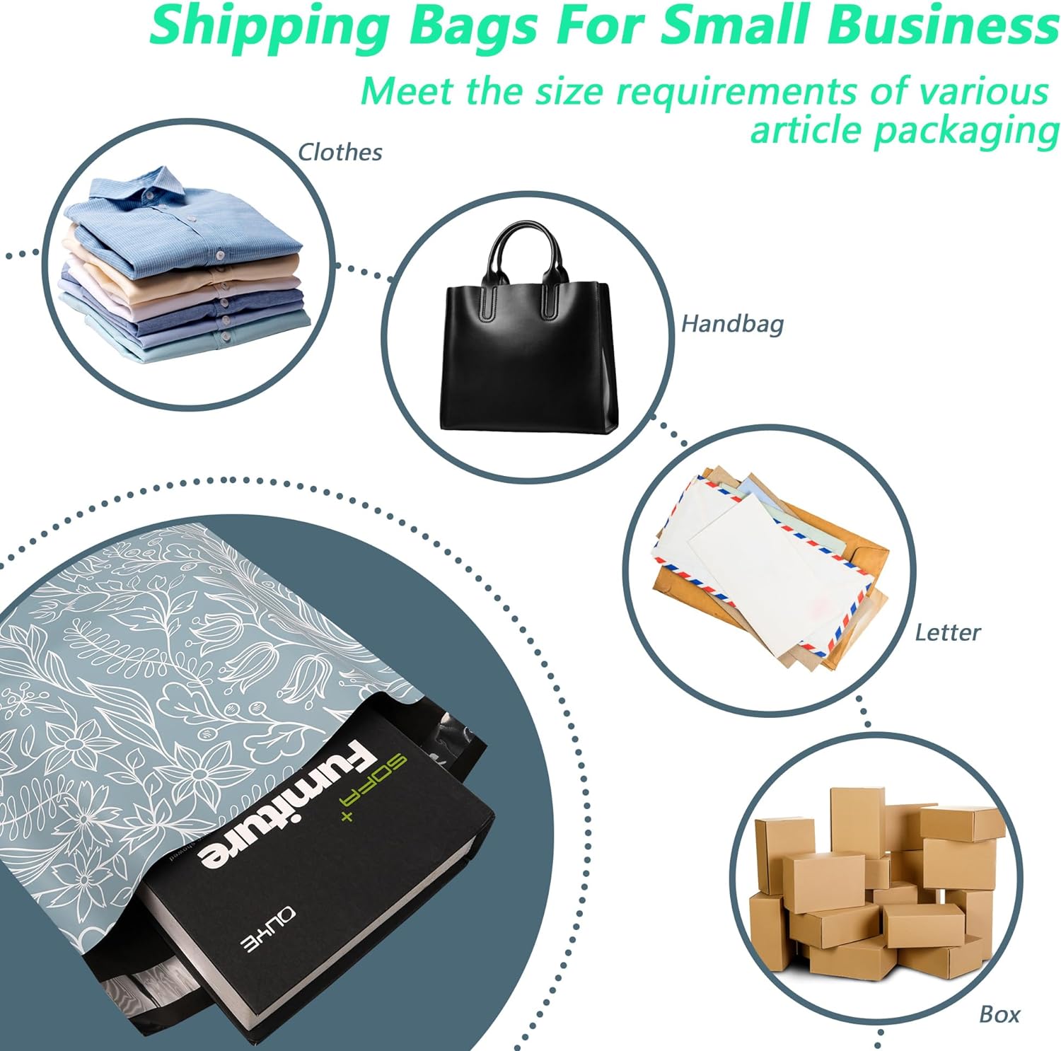 Details of Silver flower Poly Mailers