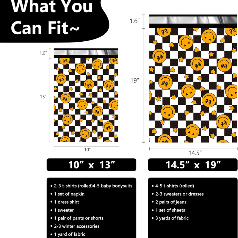 Details of Smile Checkerboard Poly Mailers