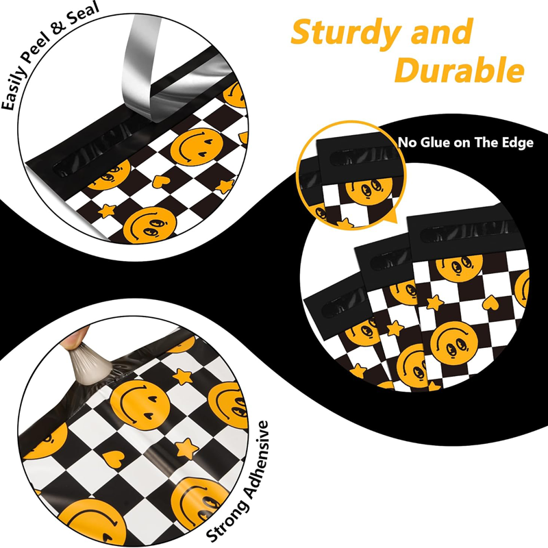 Details of Smile Checkerboard Poly Mailers