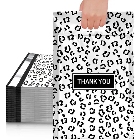 Black Leopard Poly Mailers with Handle