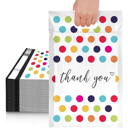 Color Polka Dots Poly Mailers with Handle
