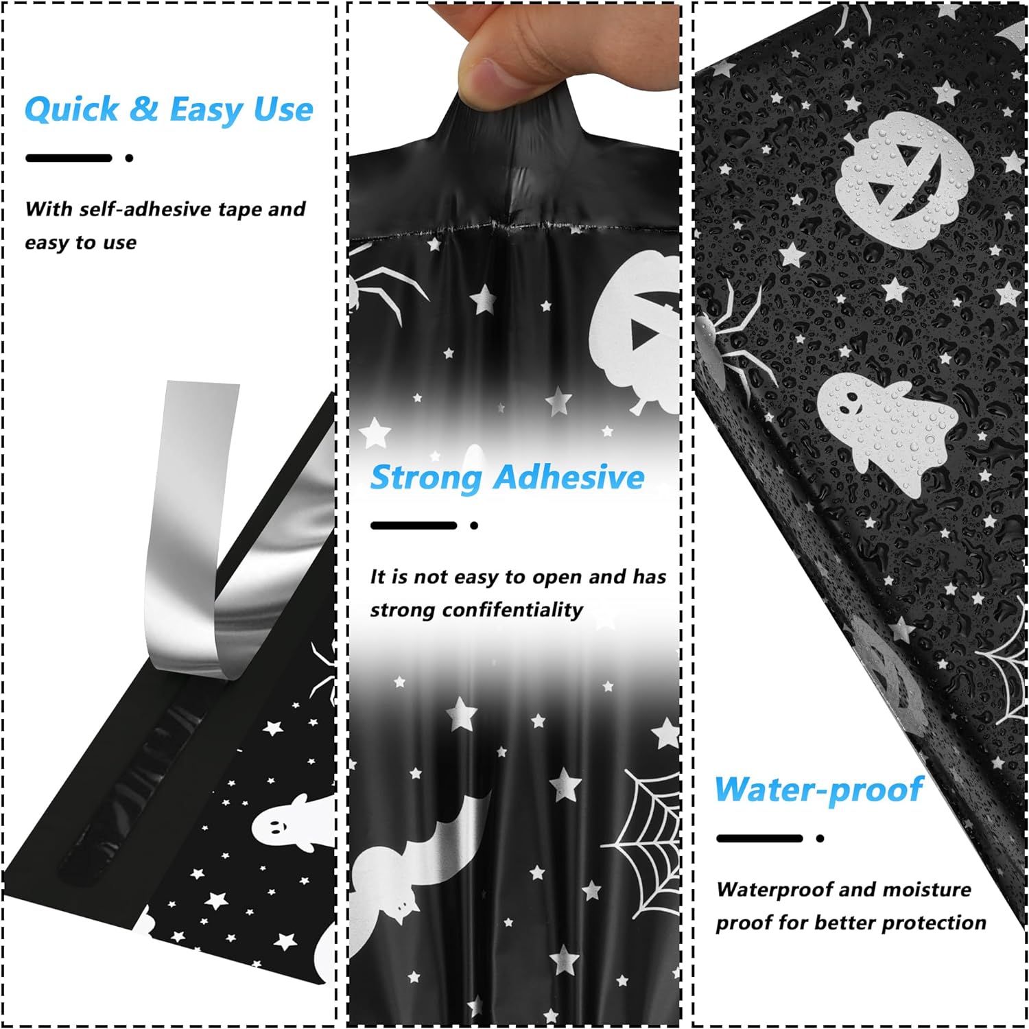 Details of Black Halloween Poly Mailers