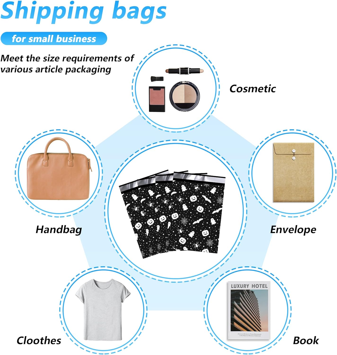 Details of Black Halloween Poly Mailers