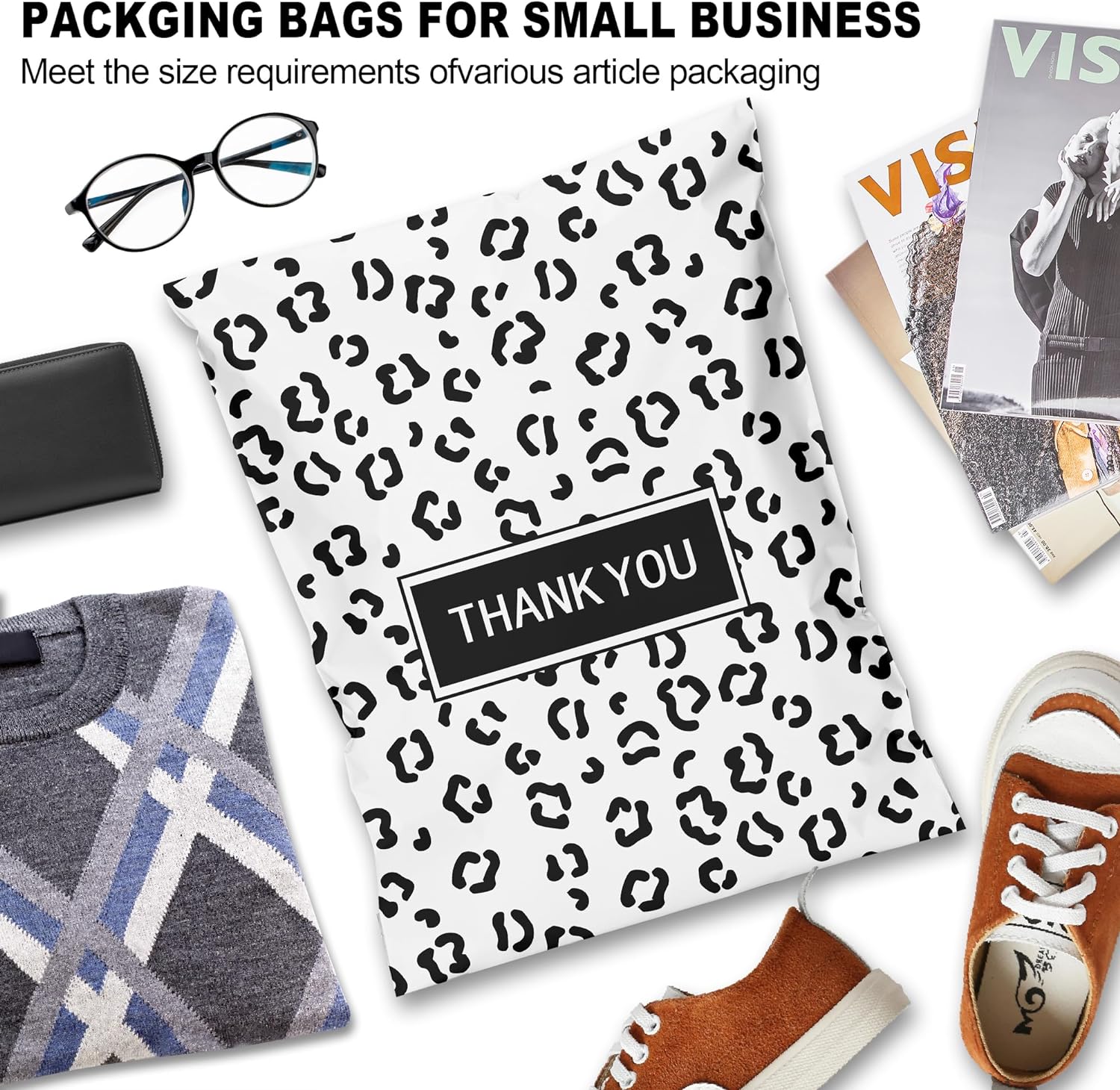 Details of Black Leopard Poly Mailers