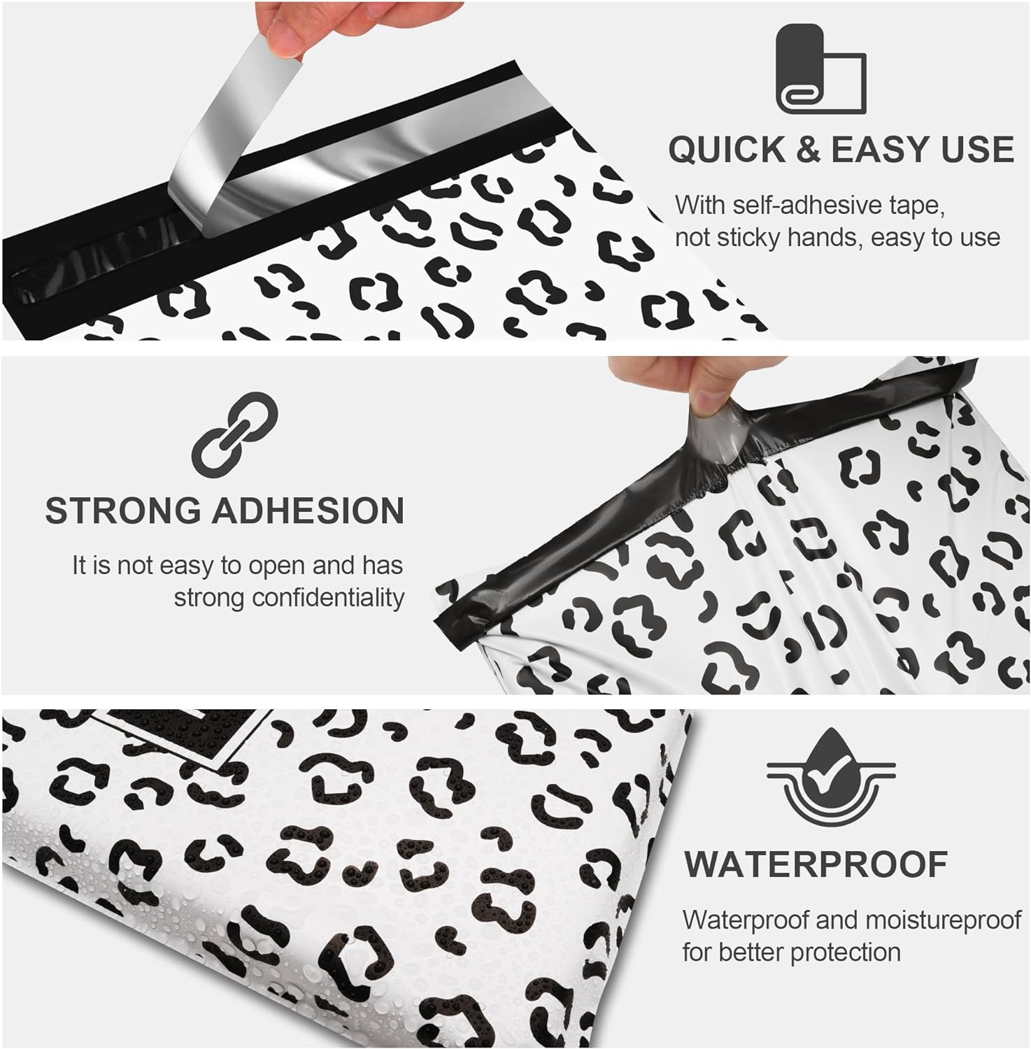 Details of Black Leopard Poly Mailers