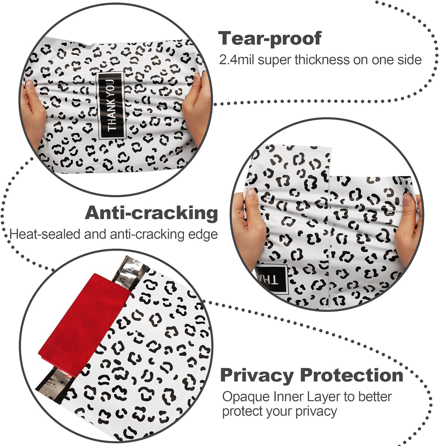 Details of Black Leopard Poly Mailers