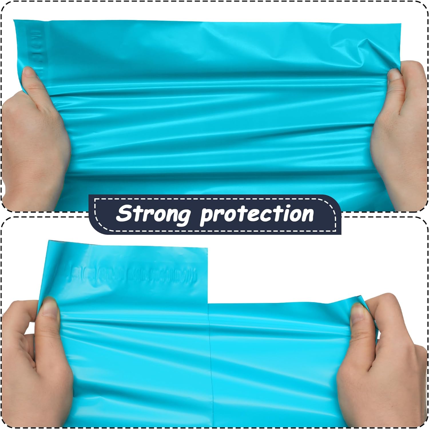 Details of Blue Poly Mailers