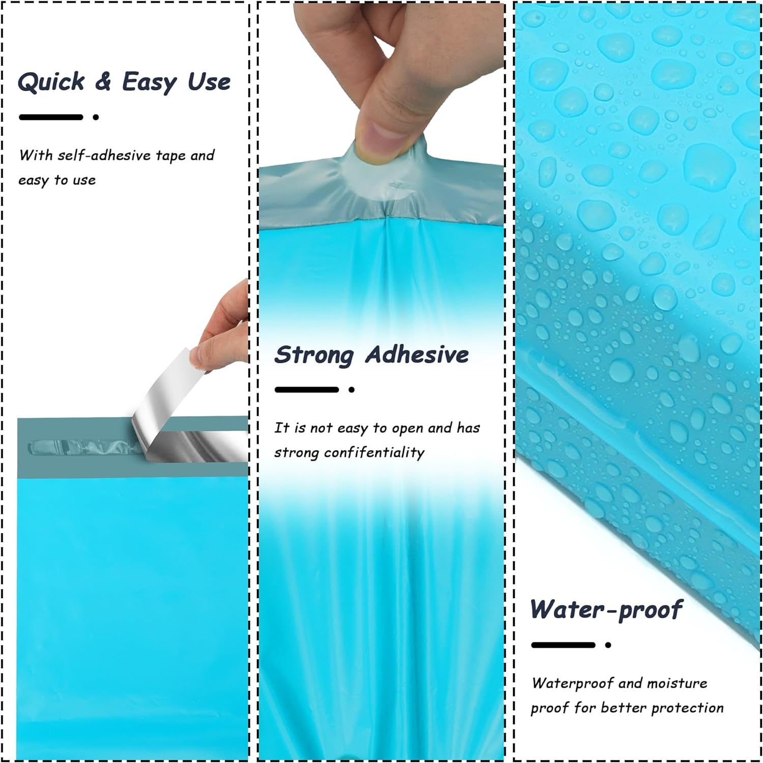 Details of Blue Poly Mailers