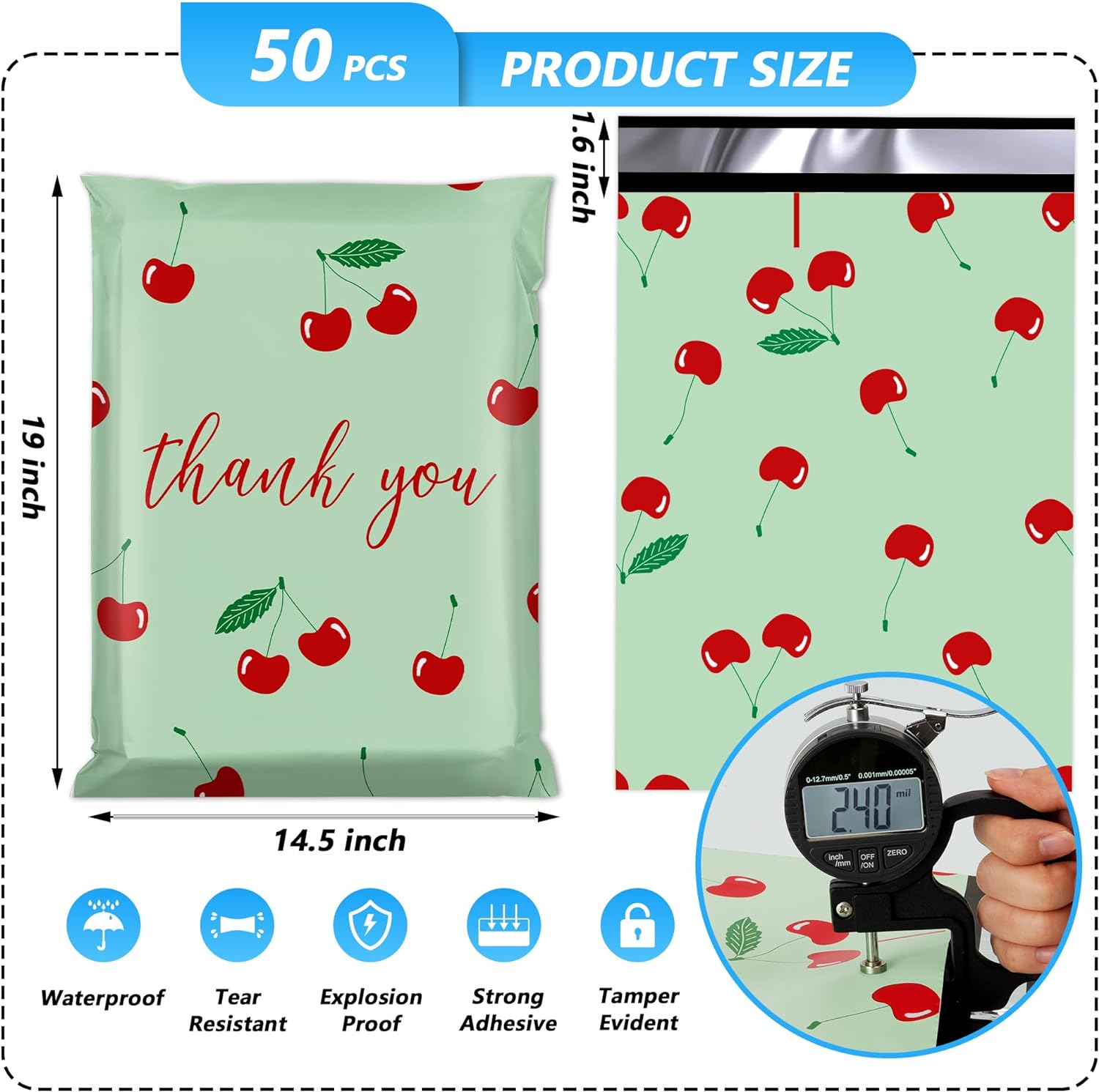 Details of Cherry Poly Mailers