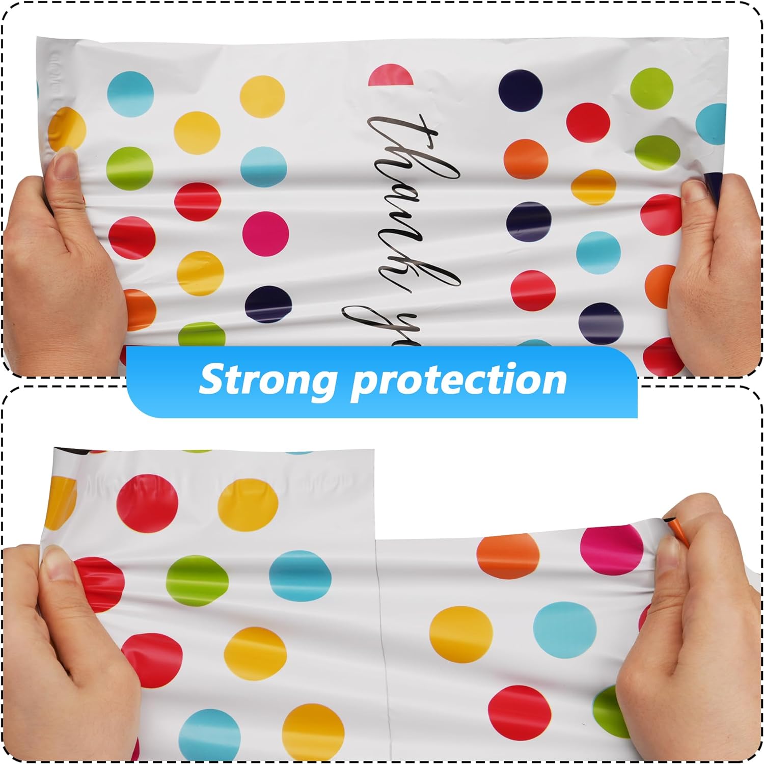 Details of Color Polka Dots Poly Mailers
