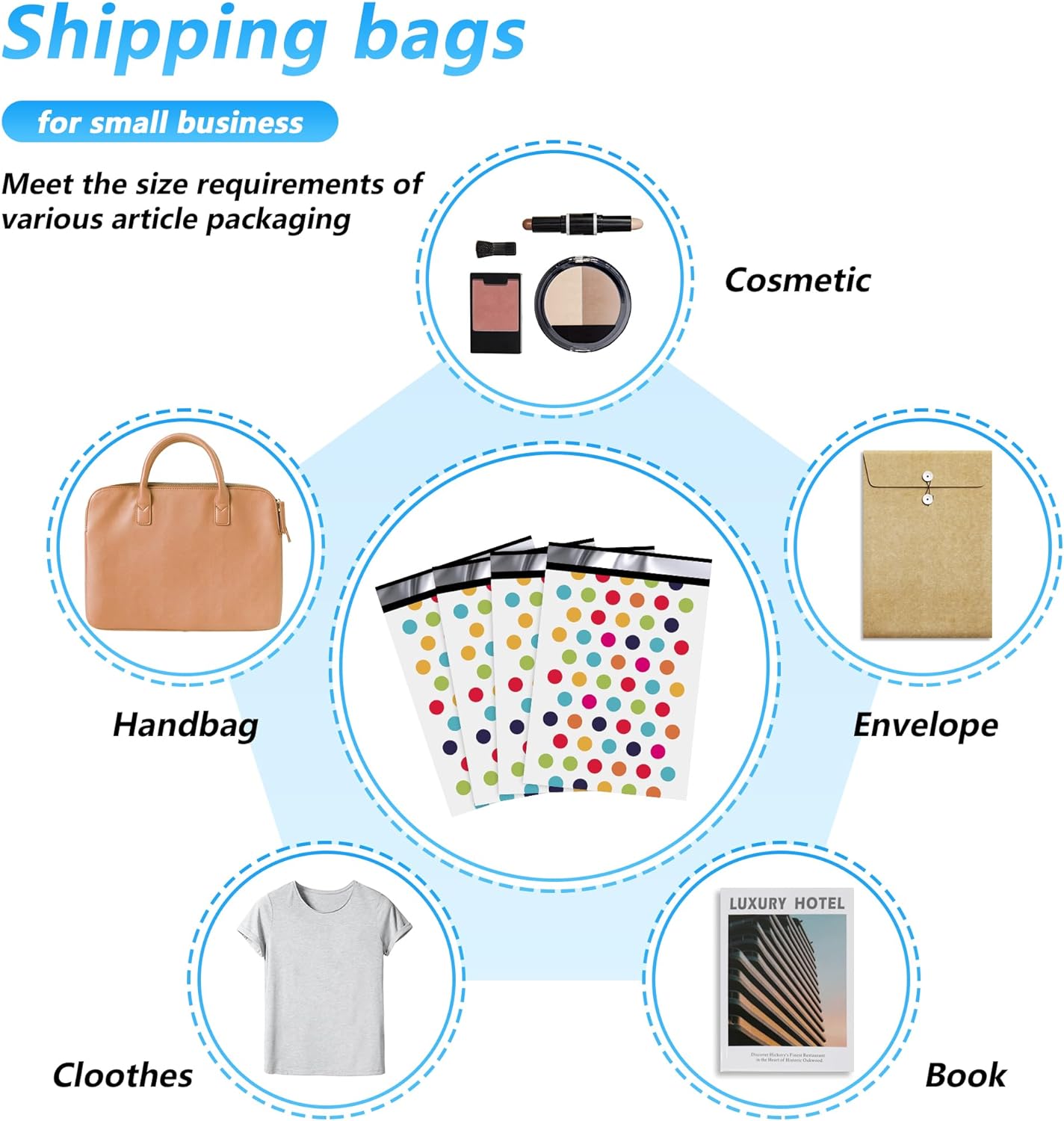 Details of Color Polka Dots Poly Mailers