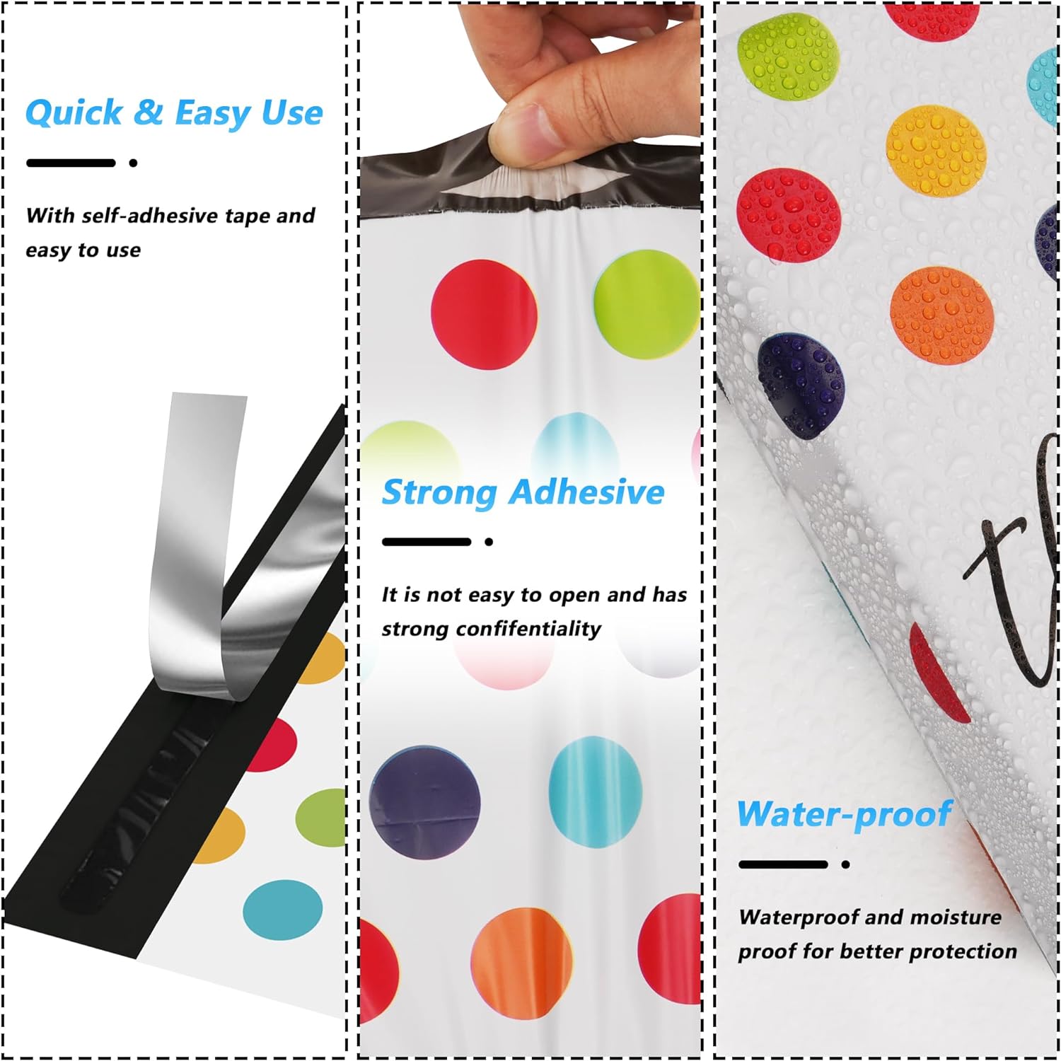 Details of Color Polka Dots Poly Mailers