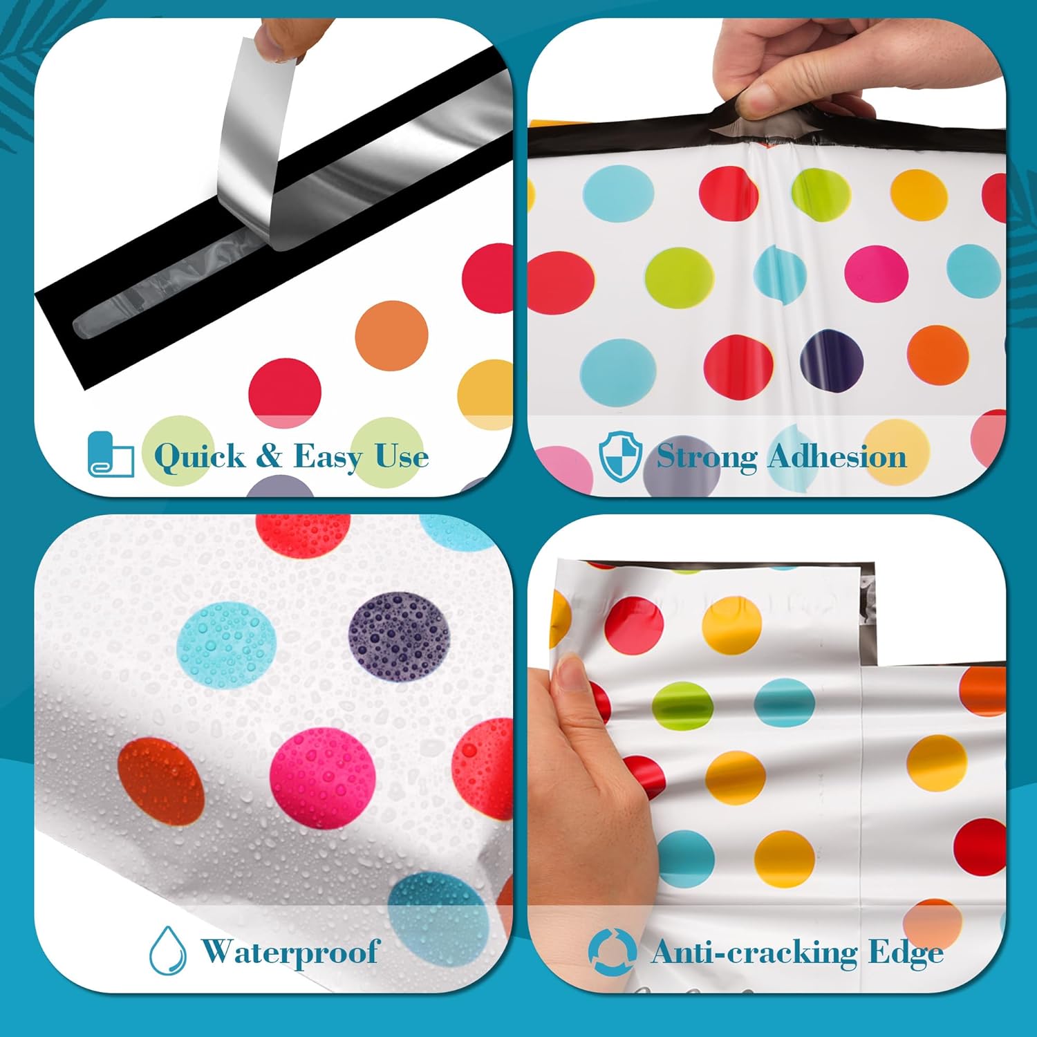Details of Color Polka Dots Poly Mailers with Handle
