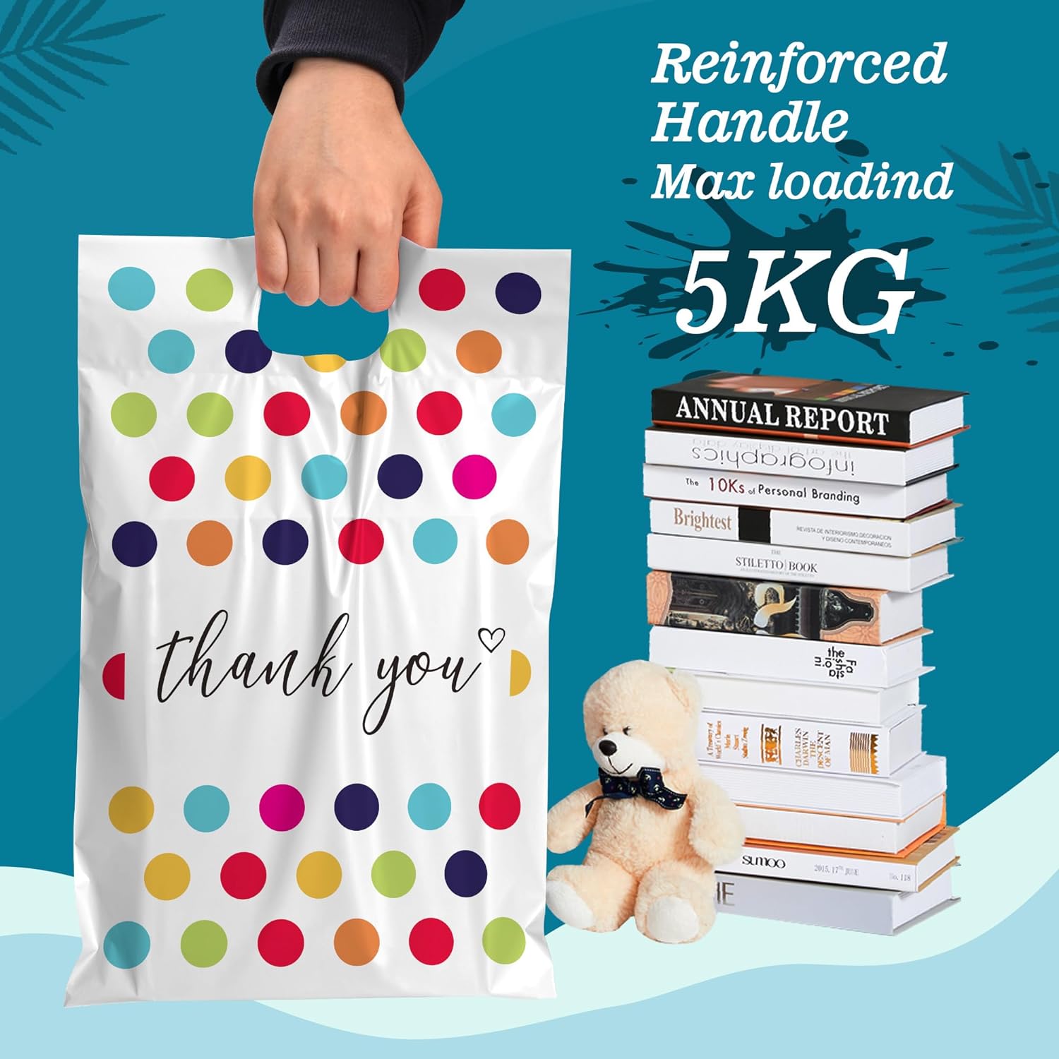 Details of Color Polka Dots Poly Mailers with Handle