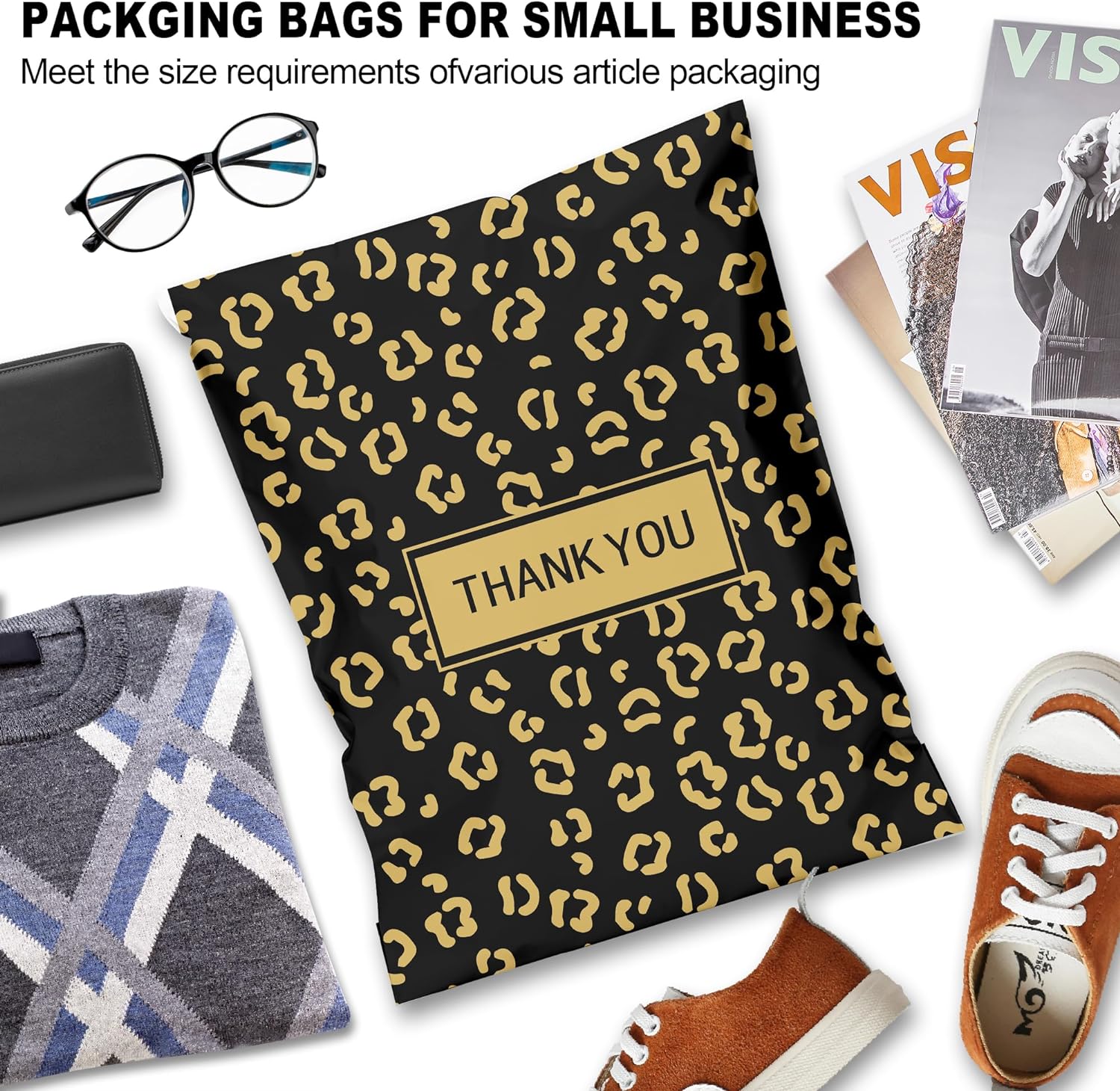 Details of Gold Leopard Poly Mailers