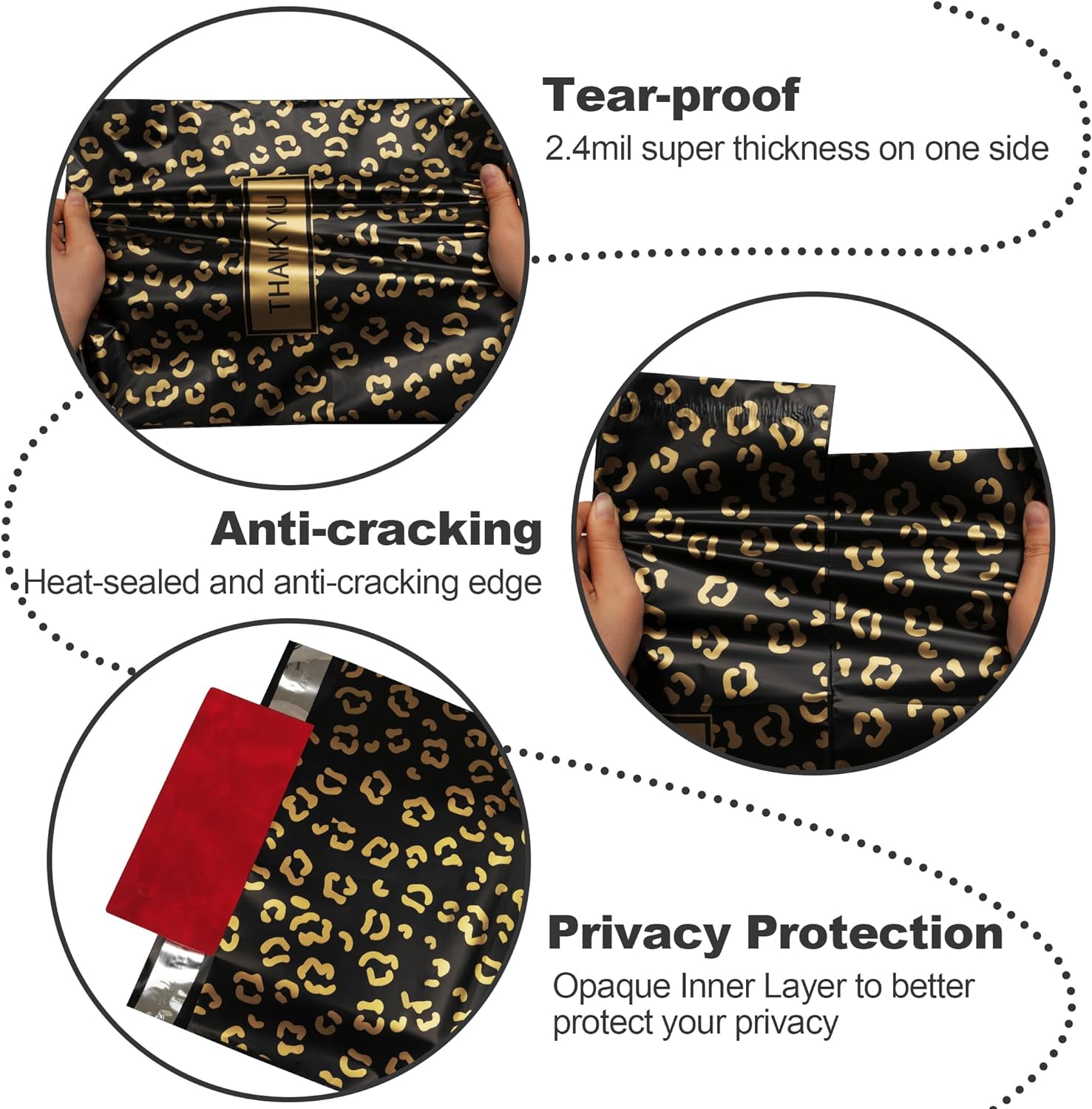 Details of Gold Leopard Poly Mailers