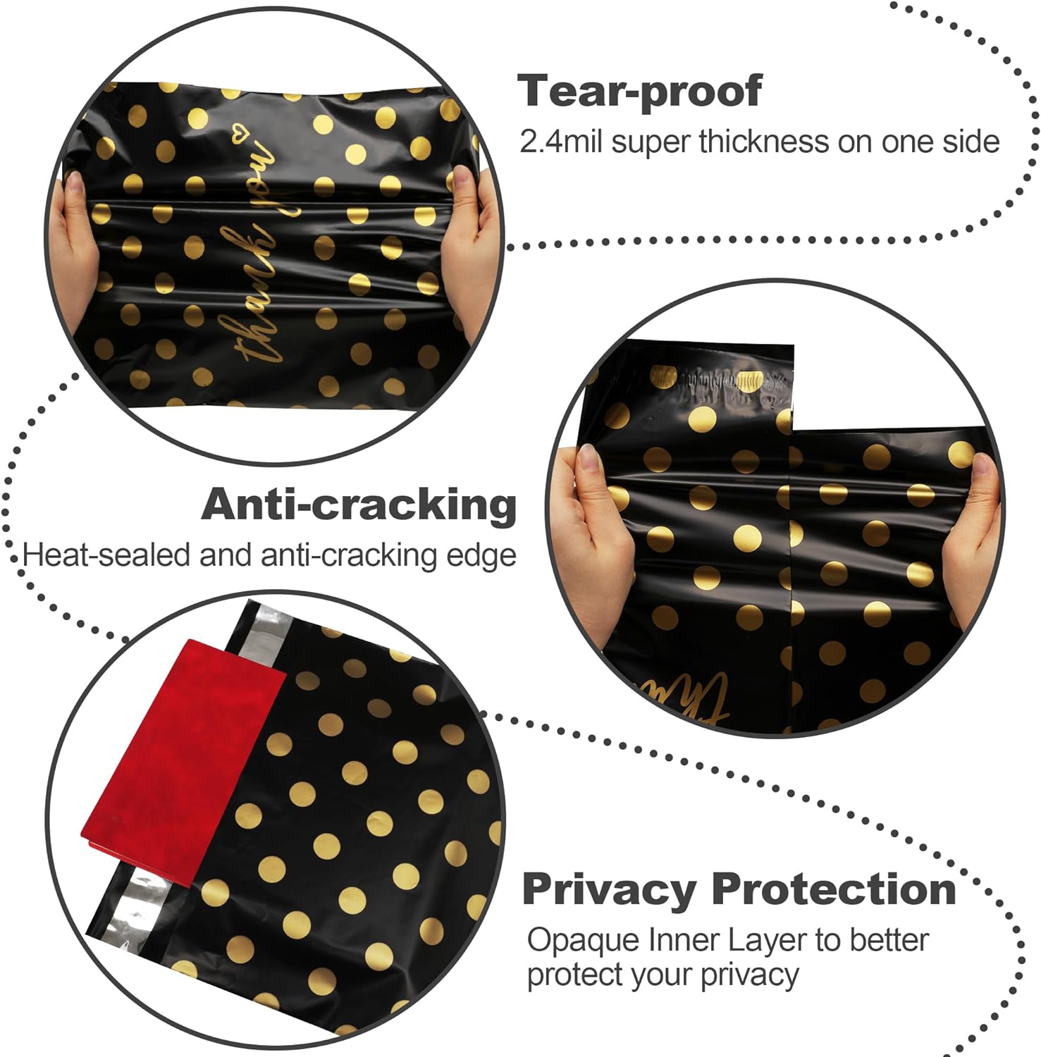 Details of Gold Polka Dots Poly Mailers