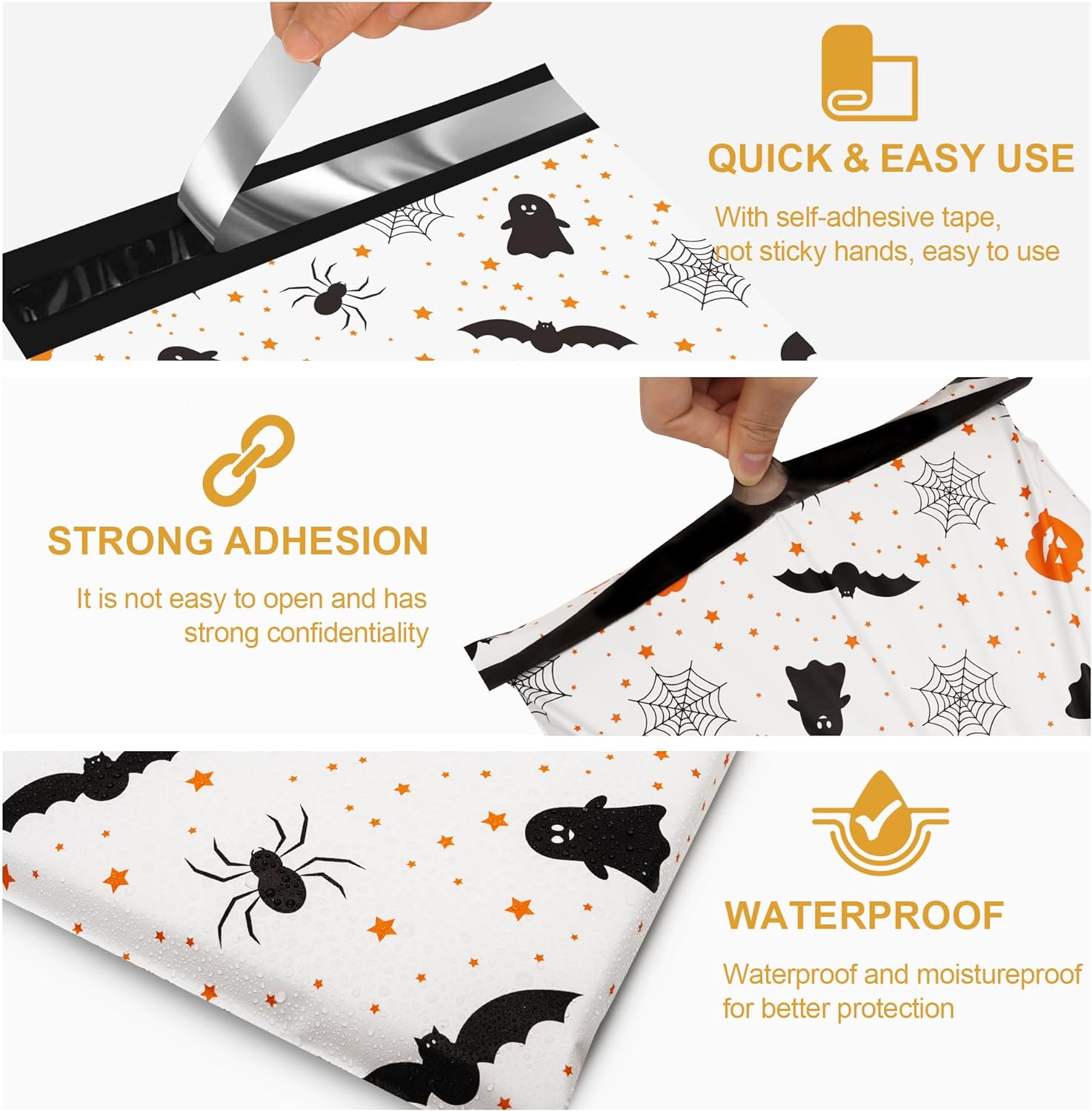 Details of Halloween Poly Mailers