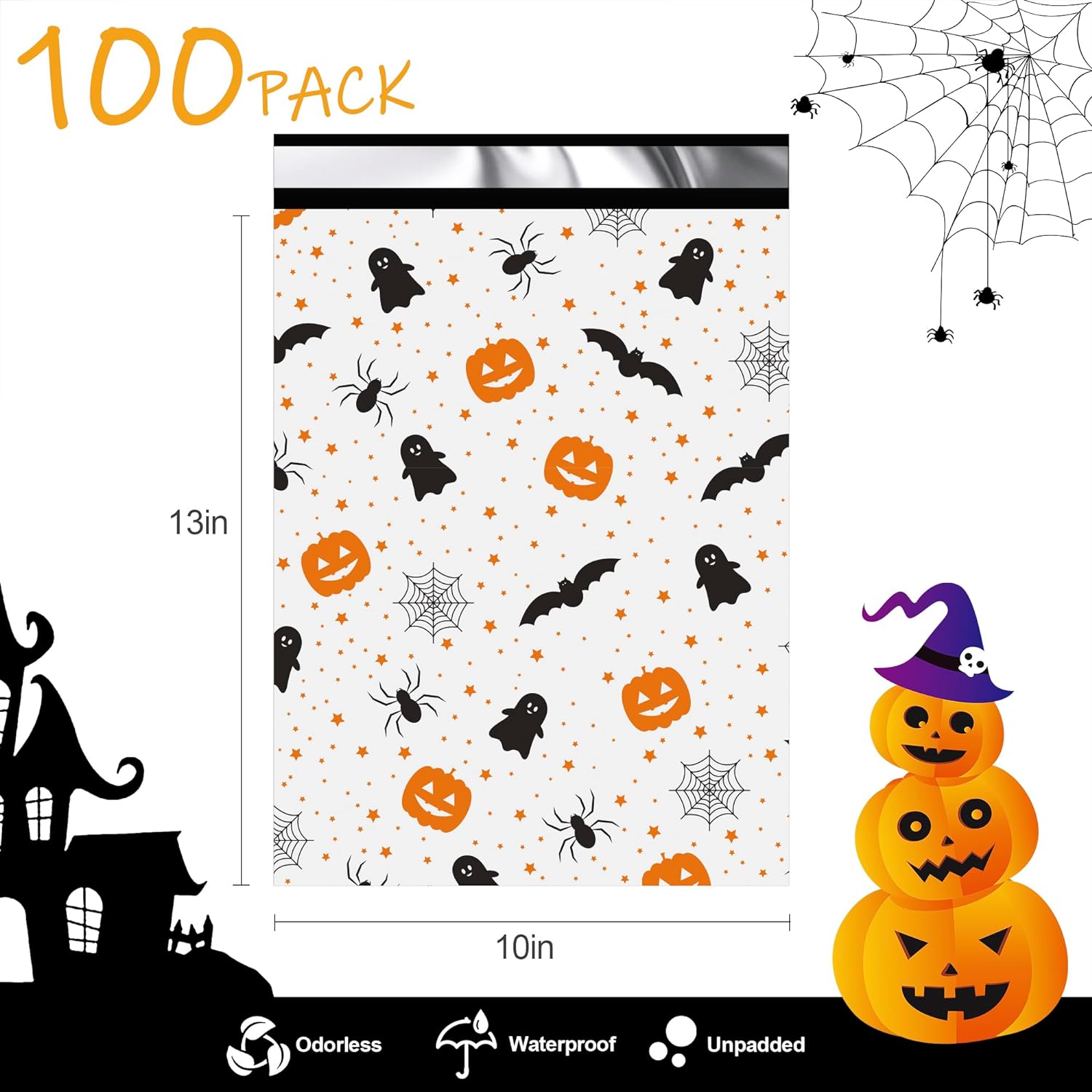 Details of Halloween Poly Mailers