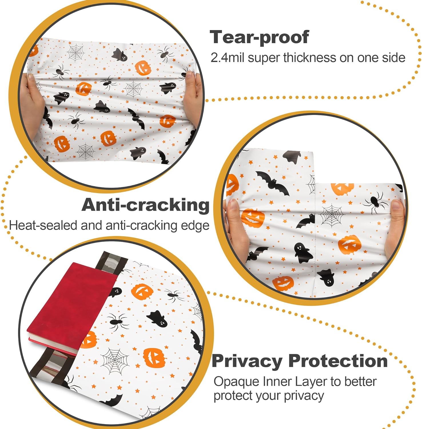 Details of Halloween Poly Mailers