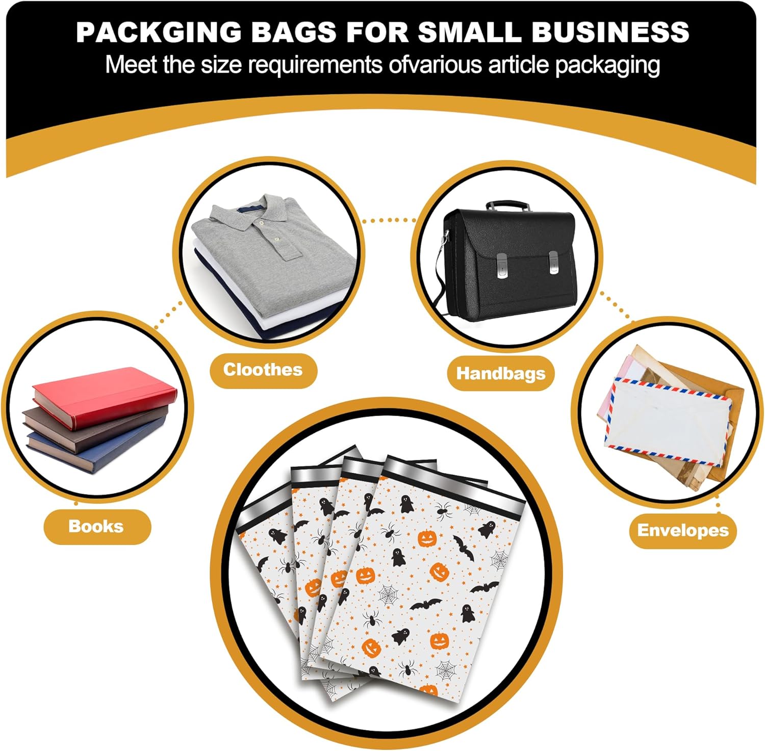 Details of Halloween Poly Mailers