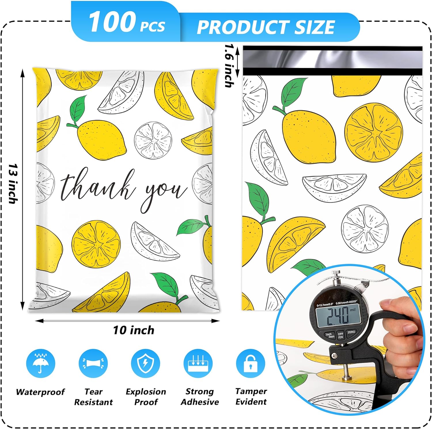 Details of Lemon Poly Mailers