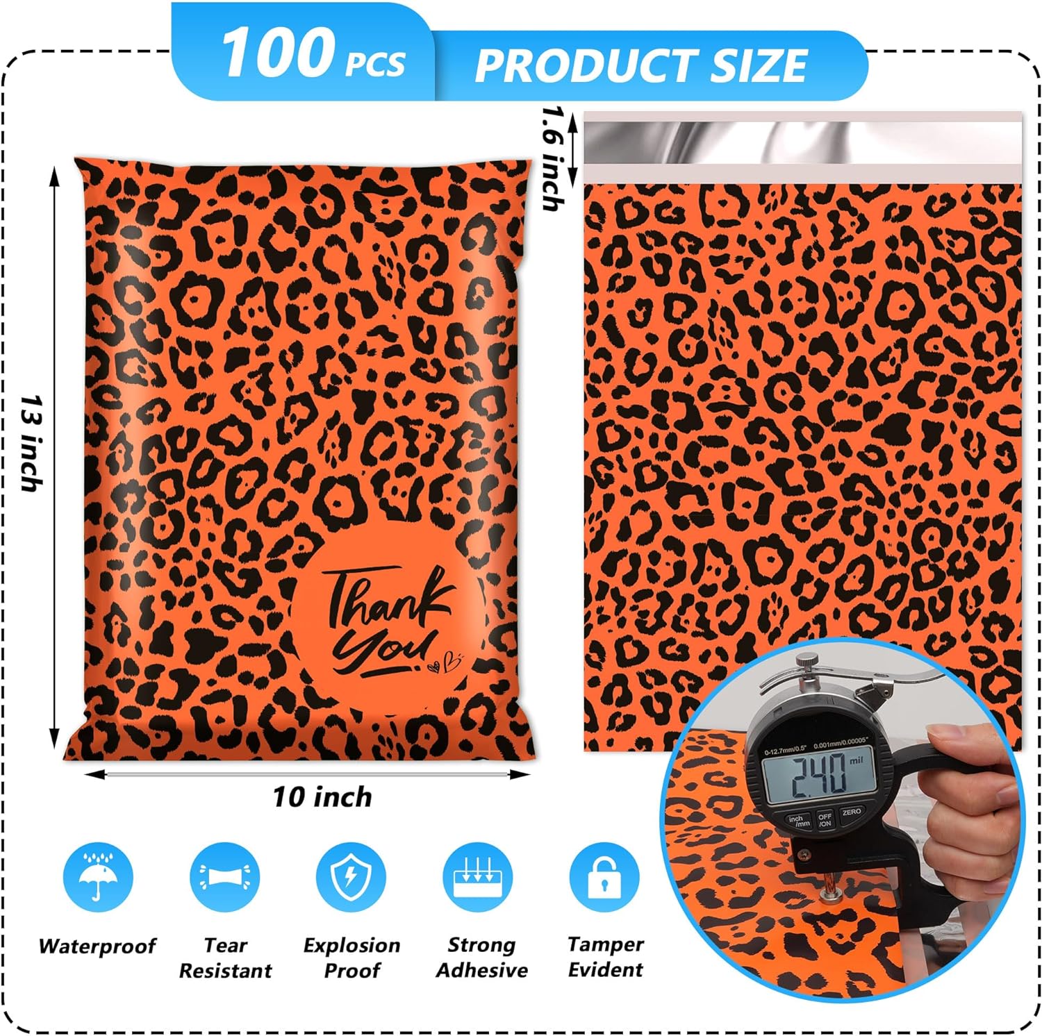 Details of Leopard Poly Mailers