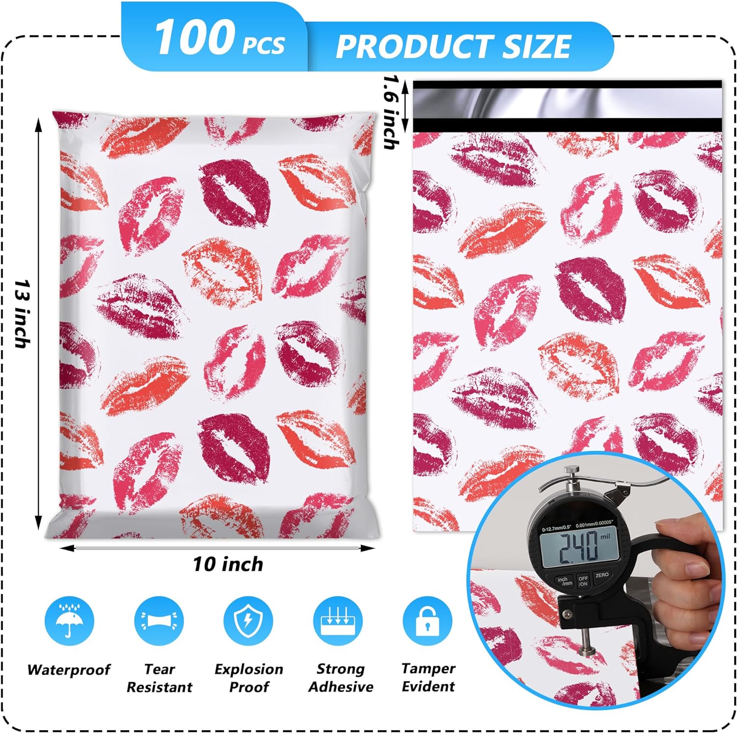 Details of Lipstick Poly Mailers