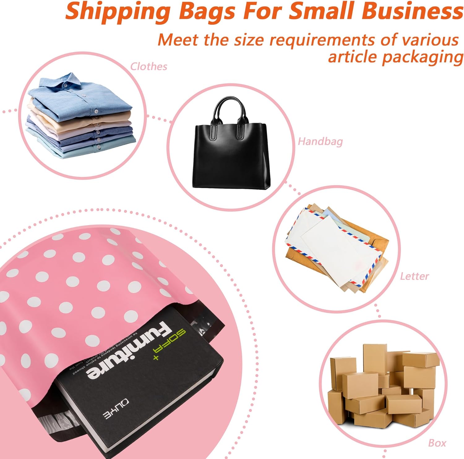 Details of Pink Dots Poly Mailers