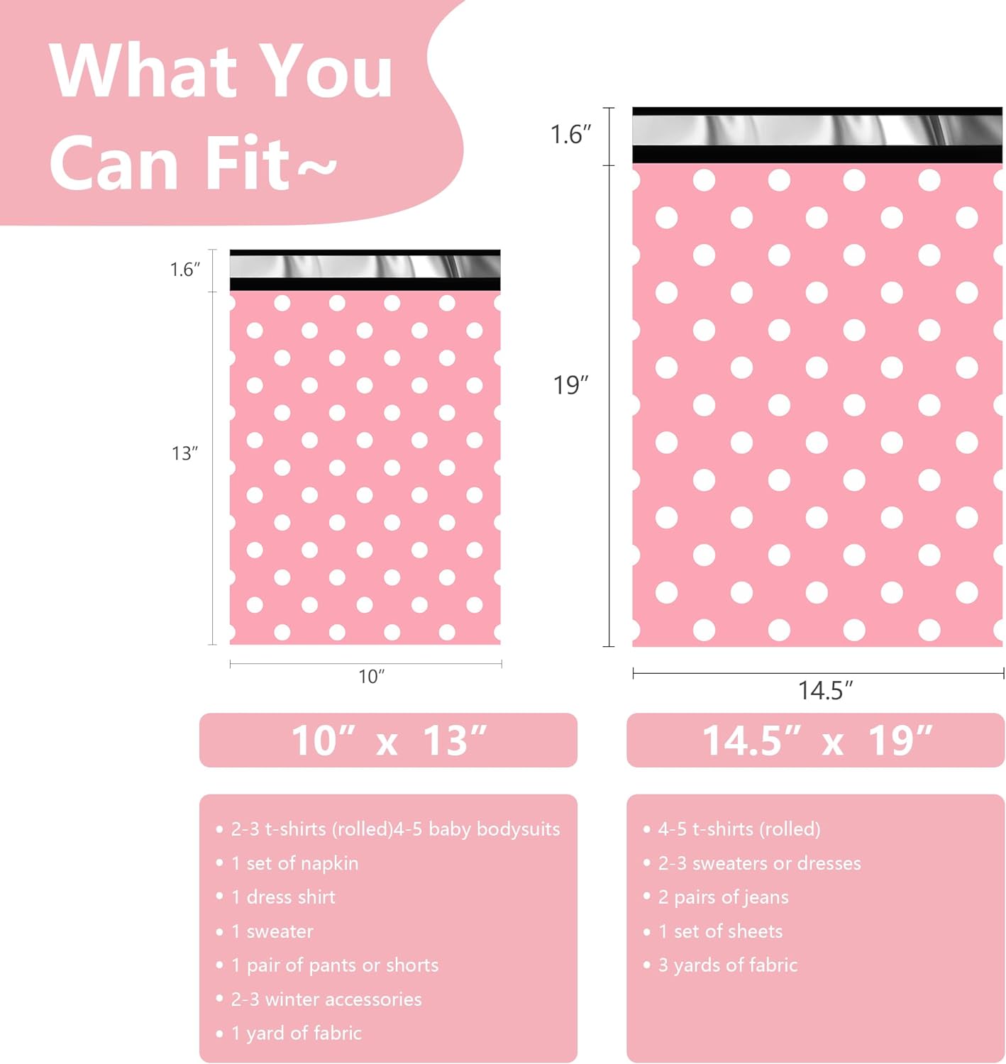 Details of Pink Dots Poly Mailers