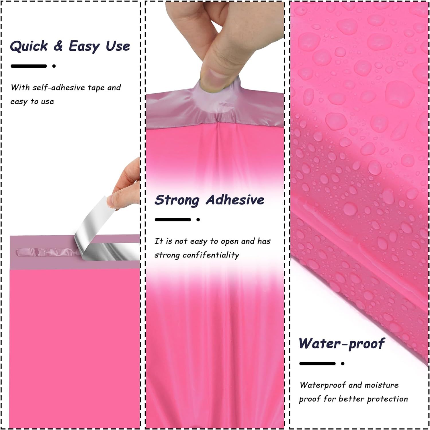 Details of Pink Poly Mailers