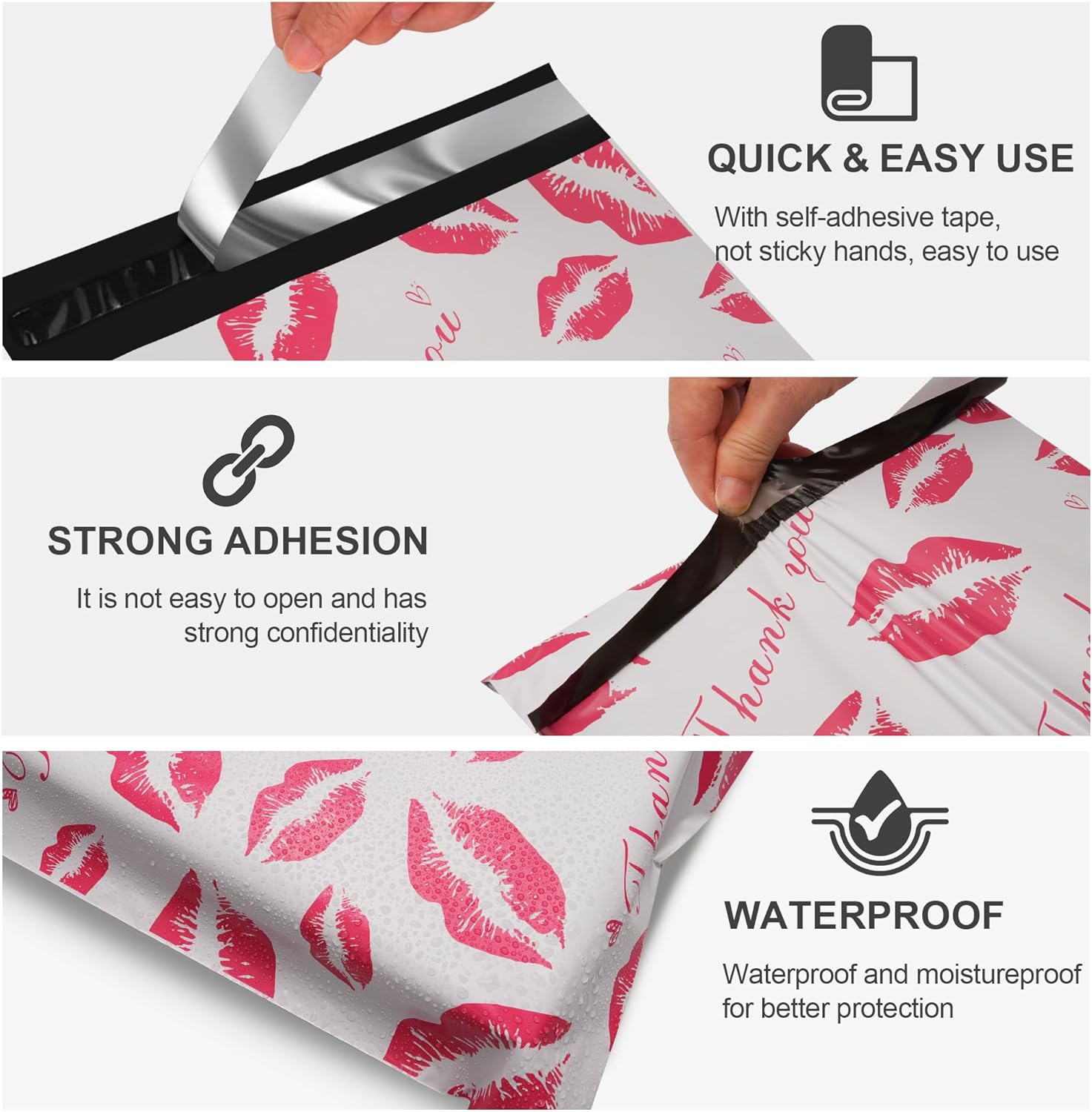 Details of Red Lip Poly Mailers