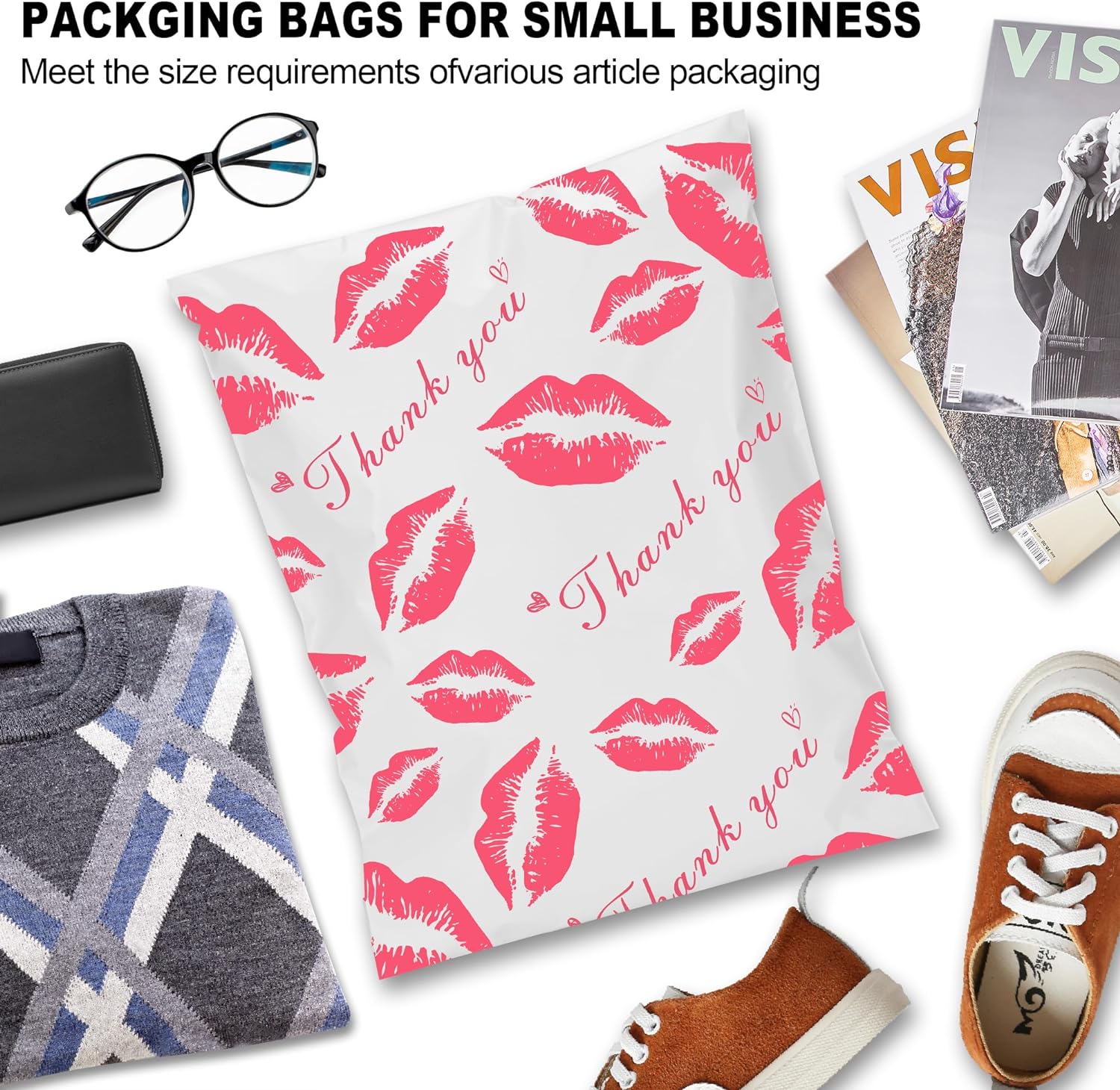 Details of Red Lip Poly Mailers