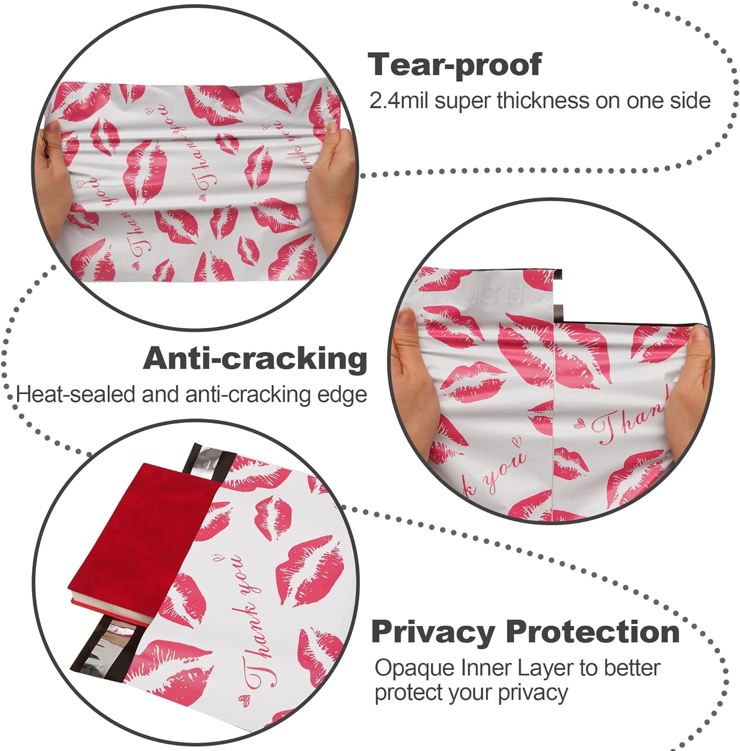 Details of Red Lip Poly Mailers