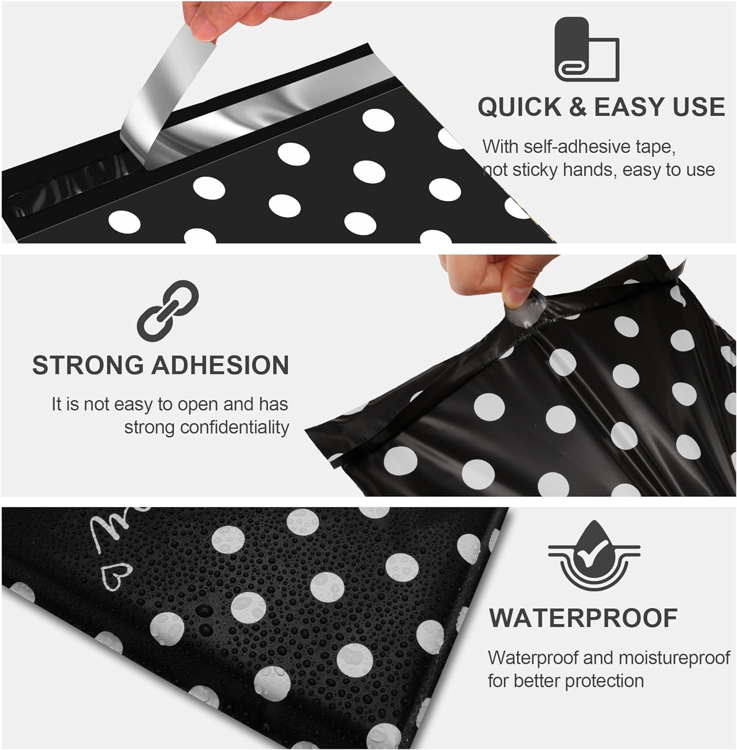 Details of White Polka Dots Poly Mailers
