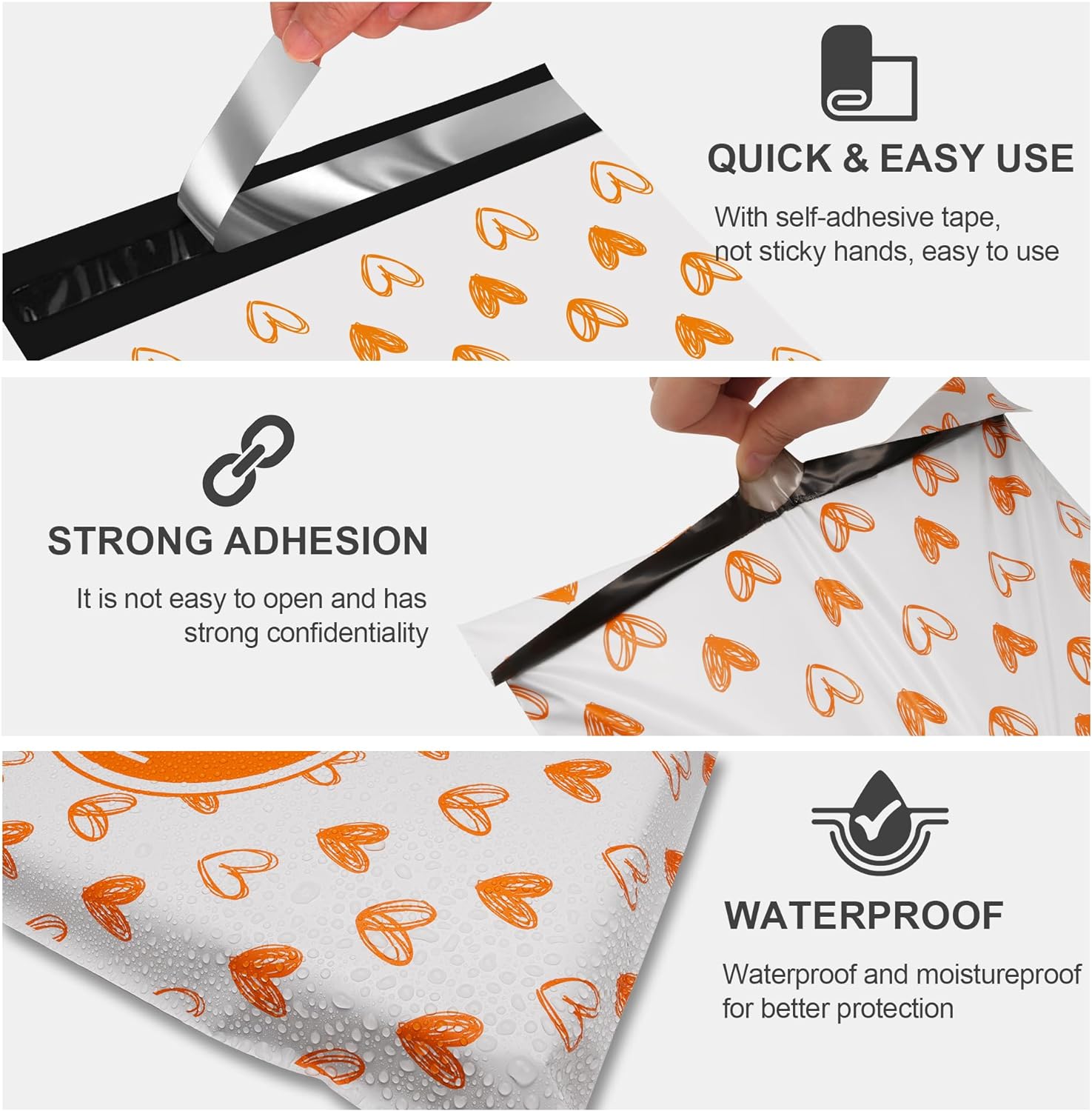 Details of Yellow Heart Poly Mailers