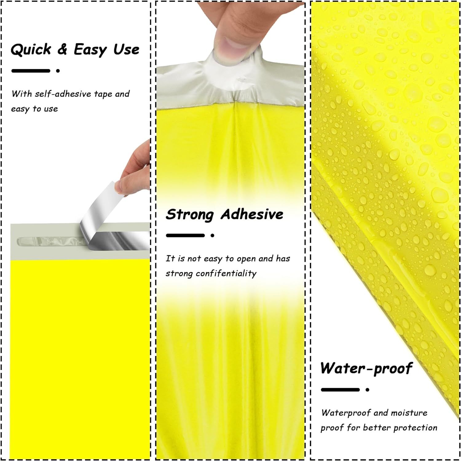 Details of Yellow Poly Mailers