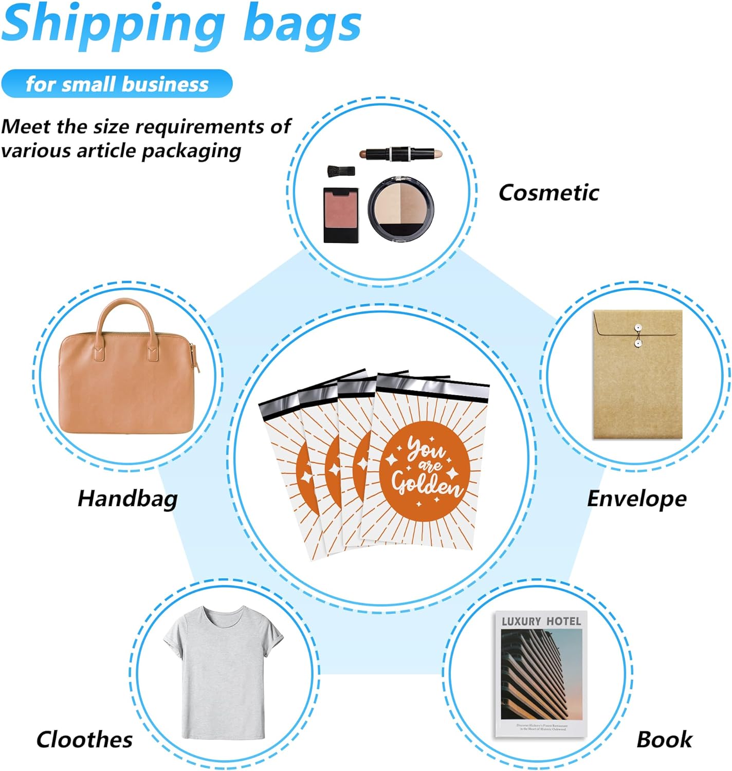 Details of You Are Golden Poly Mailers