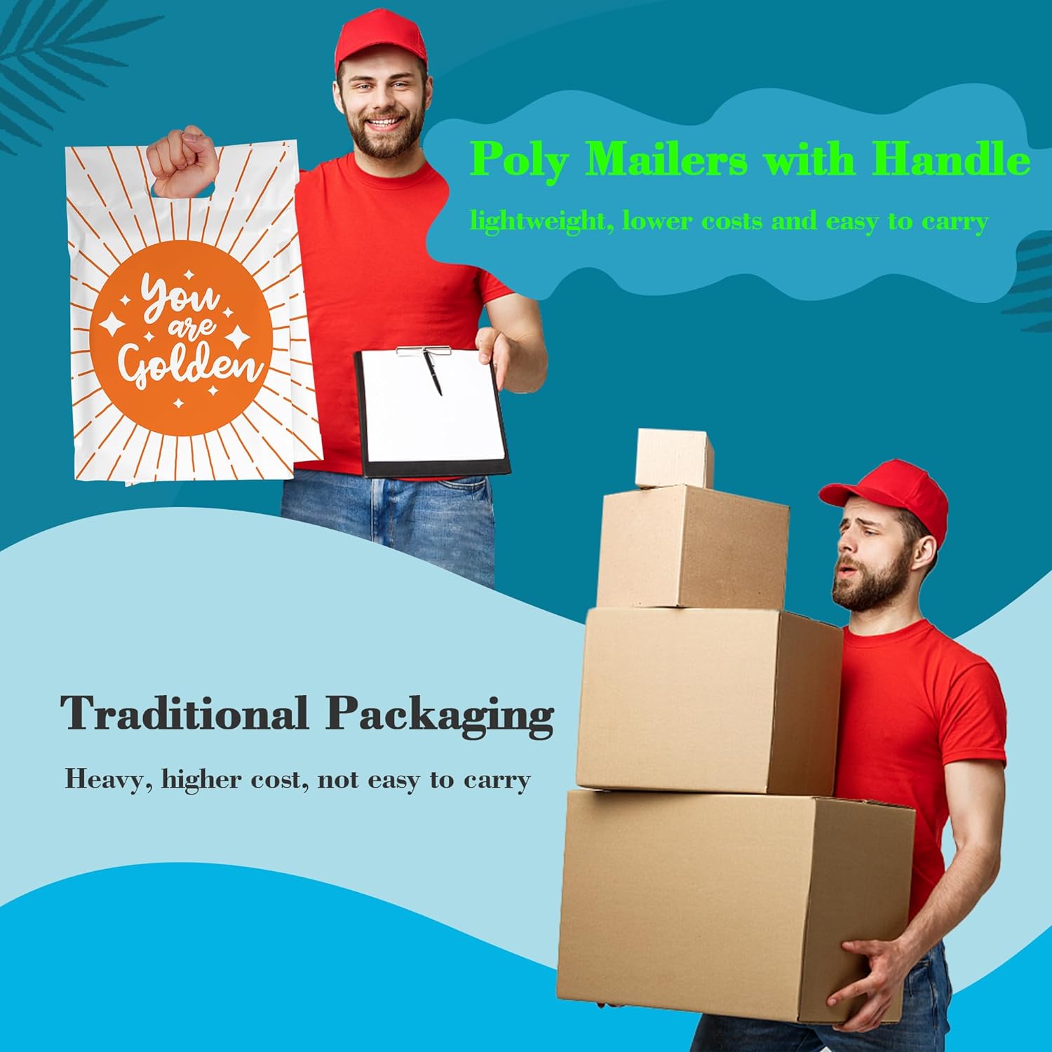 Details of You Are Golden Poly Mailers with Handle