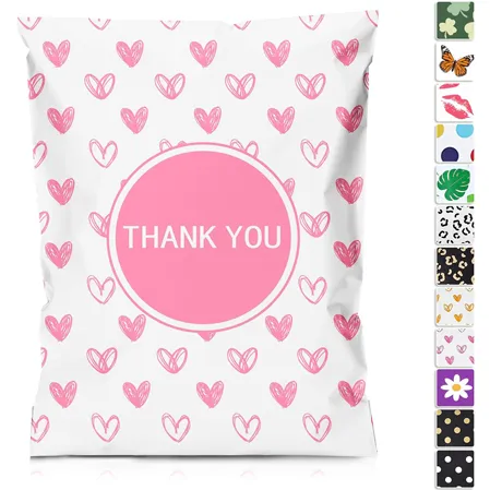 Pink Heart Poly Mailers