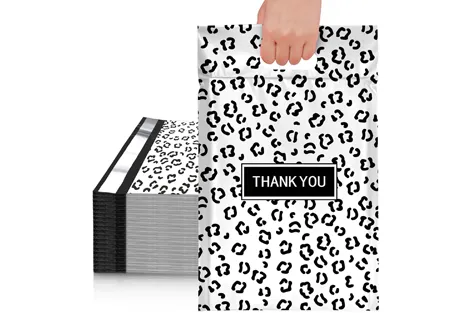 Black Leopard Poly Mailers with Handle